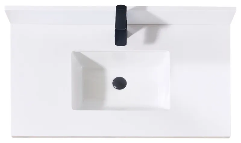 Caorle Engineered stone Vanity Top in Snow White With White Sink, 37"