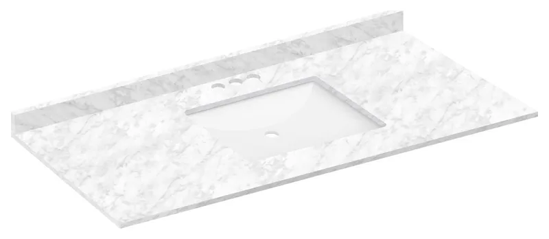 Cara White Vanity Top With Square Sink, 49"x22", 4" Faucet Spread