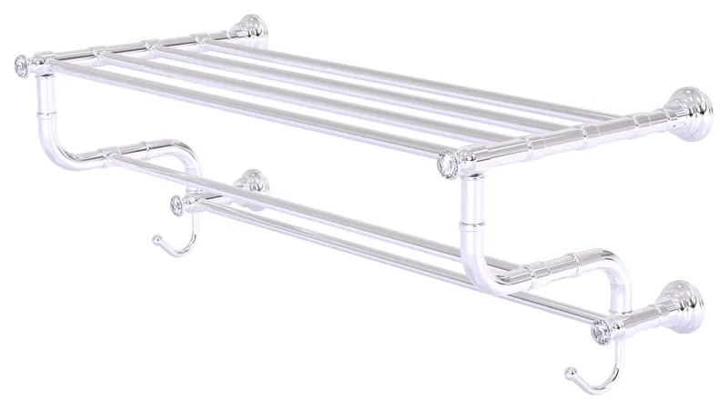 Carolina Crystal 24" Towel Shelf With Double Towel Bar, Polished Chrome