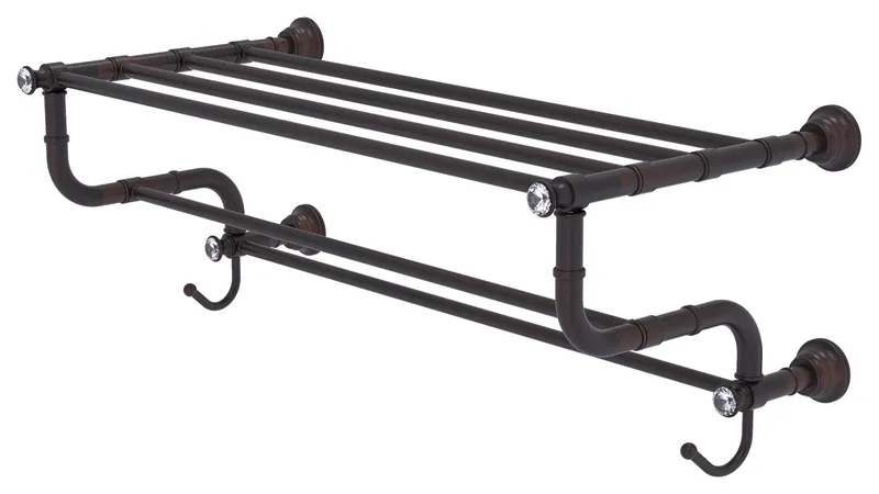 Carolina Crystal 24" Towel Shelf with Double Towel Bar, Venetian Bronze