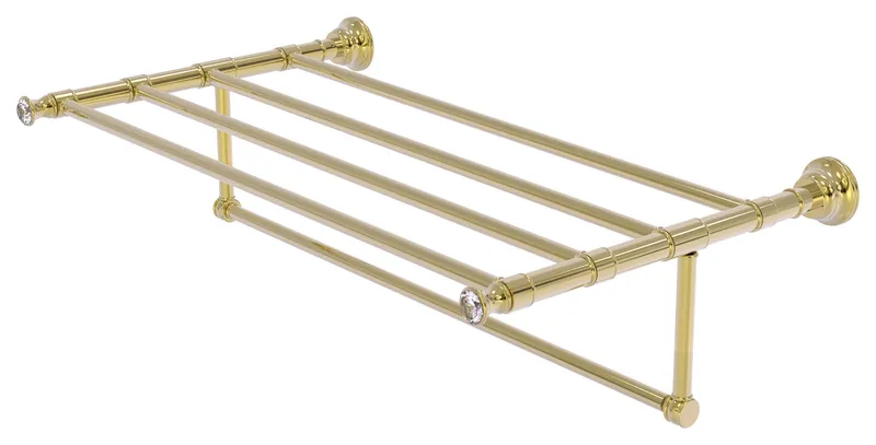 Carolina Crystal 30" Towel Shelf With Integrated Towel Bar, Unlacquered Brass