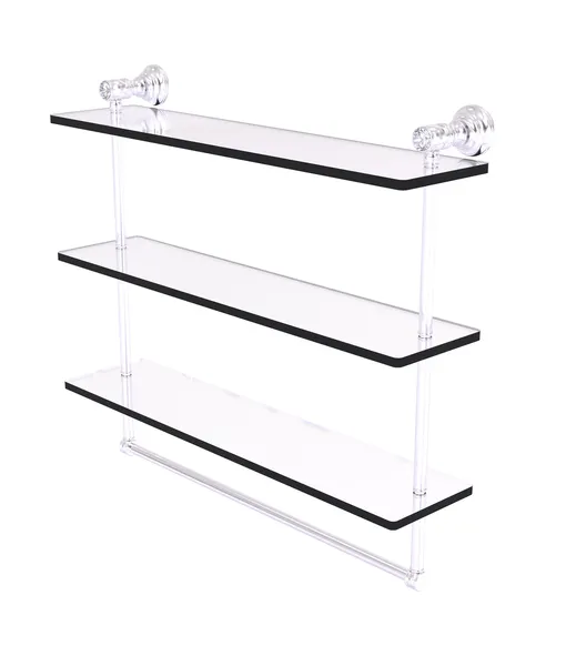 Carolina Crystal Collection 22"Triple Glass Shelf With Towel Bar