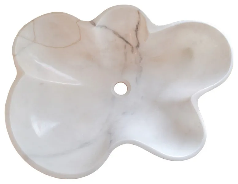 Carrara White Marble Above Counter Artistic Vessel Sink (W)24.5" (L)18" (H)6"