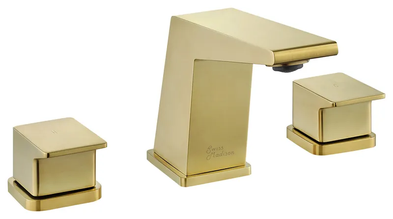 Carré 8" Widespread 2-Handle Bathroom Faucet, Brushed Gold
