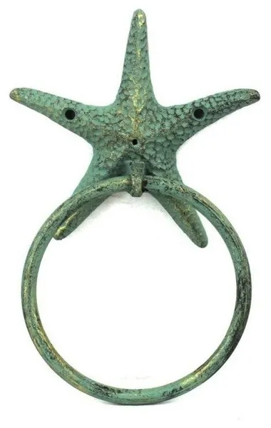 Cast Iron Starfish Towel Holder, Antique Bronze, 8.5"
