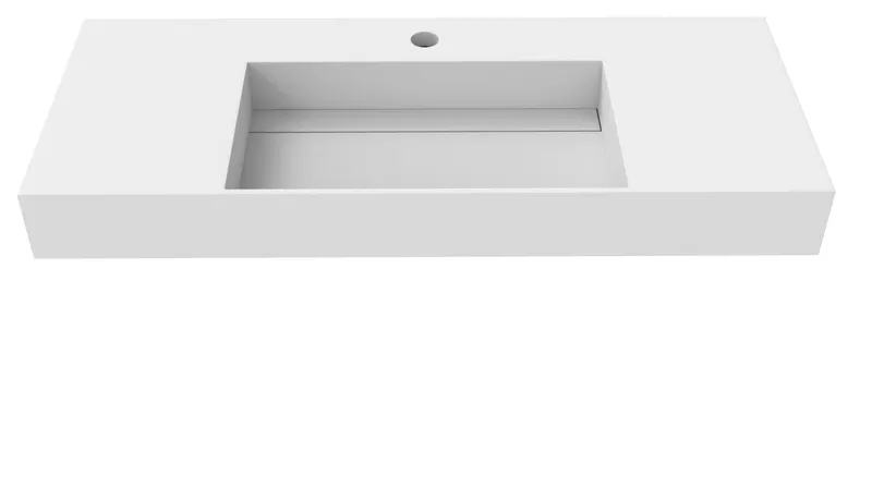 CastelloUSA Juniper Bathroom Vanity Top, White, 48", Center Basin, Standard