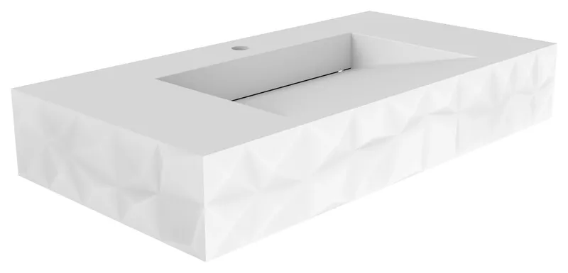 CastelloUSA Knightsbrook Floating Wall Mounted Bathroom Sink, White, 36"