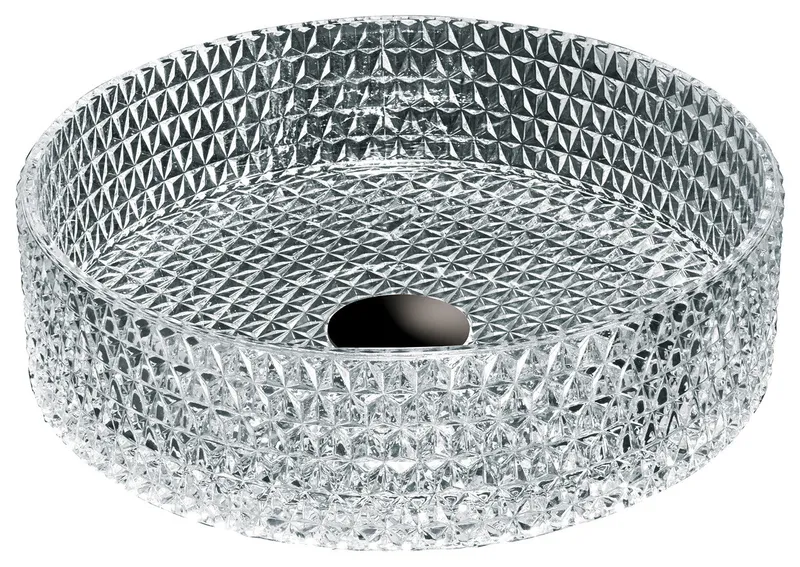 CastelloUSA Scotch Round Glass Crystal Bathroom Vessel Sink Basin, Clear, 16"