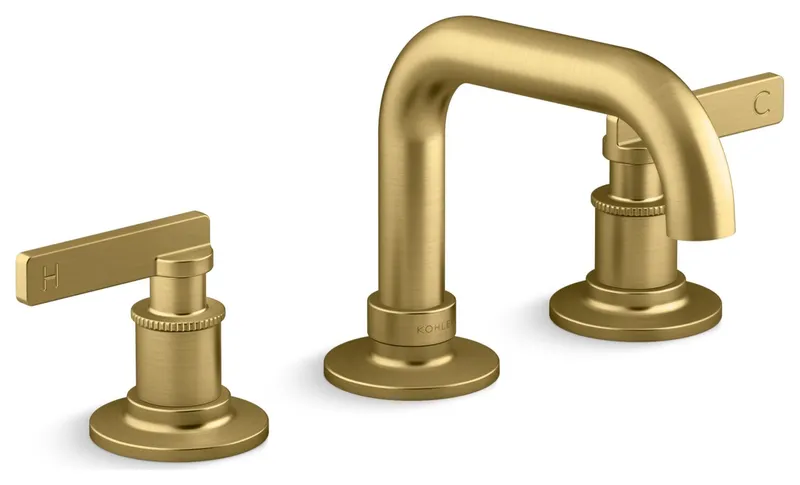 Castia 1.2 GPM Widespread Bathroom Faucet, Vibrant Brushed Moderne Brass