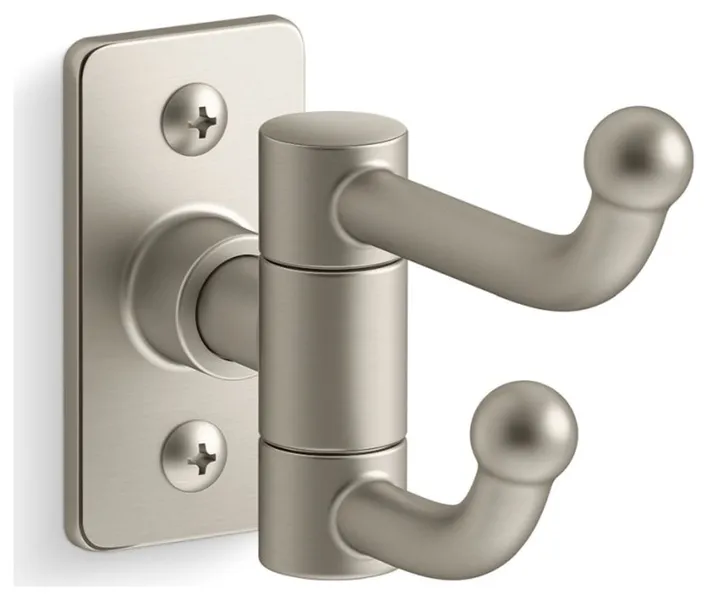 Castia by Studio McGee Double Hook Robe Hook, Vibrant Brushed Nickel