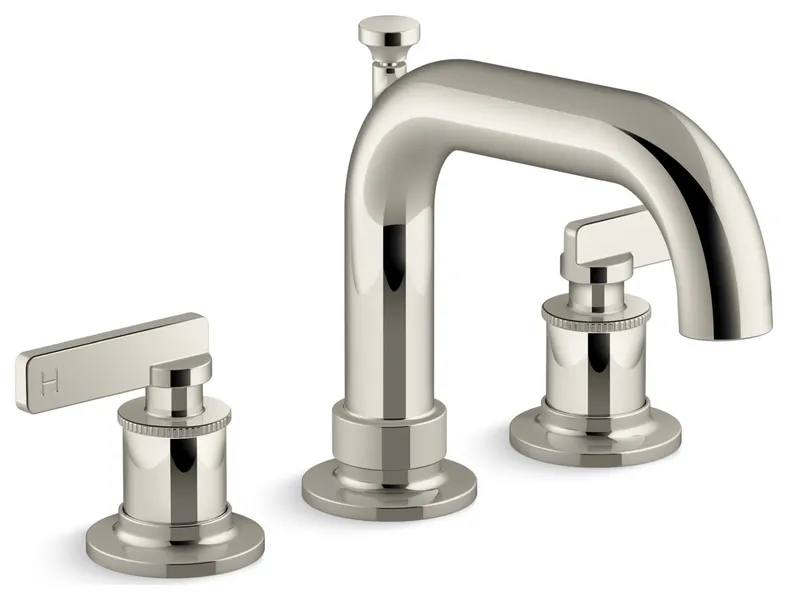 Castia Deck Mounted Roman Tub Filler, Built-In Diverter, Vibrant Polished Nickel