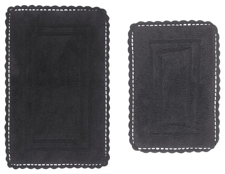 Casual Elegance Reversible Bath Rugs Set, 2 Piece Set, Gray
