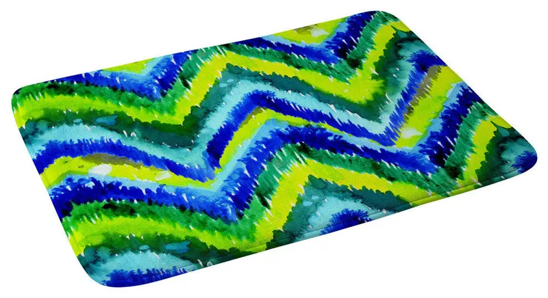 Cayenablanca Green Chevron Memory Foam Bath Mat