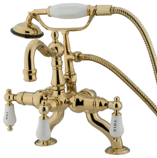 CC2009T2 Clawfoot Tub Faucet With Hand Shower, Polished Brass