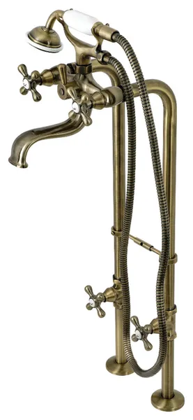 CCK226K3 Freestanding Tub Faucet Package With Supply Line, Antique Brass