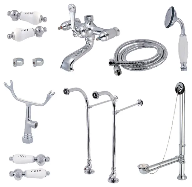 CCK5171CPL Freestanding Clawfoot Tub Faucet Combo, Polished Chrome