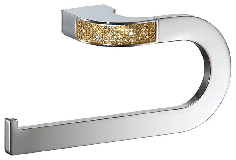 Cecilia Gold Swarovski Crystals Large Towel Ring, Chrome-Gold