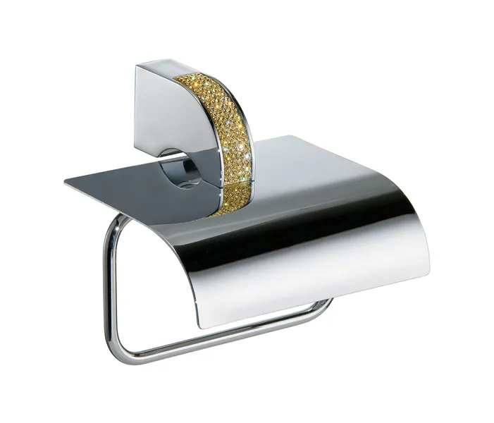 Cecilia Gold Swarovski Crystals Toilet Paper Holder, Polished Chrome-Gold