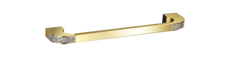 Cecilia Luxury Gold towel bar with Clear Swarovski crystals, Large Towel Bar 24"