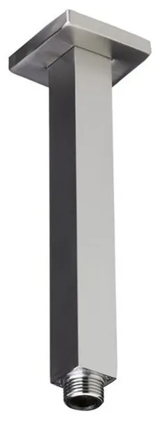 Ceiling Mount Square Shower Arm With Flange Cover by SereneDrains, Brushed Satin, 6"