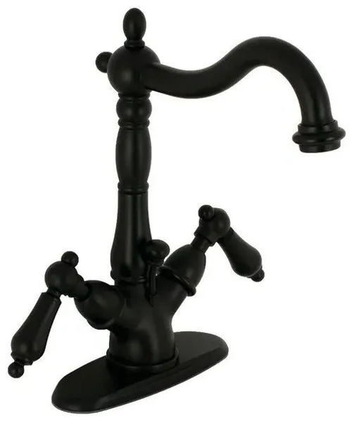 Centerset Bathroom Faucet with ADA Lever Handles & Pop-Up Drain Included, Black