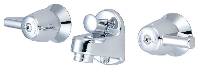 Central Brass Two Handle Shelf Back Bathroom Faucet with Drain Assembly
