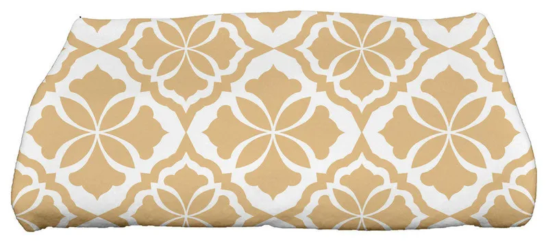 Ceylon, Geometric Print Bath Towel, Gold
