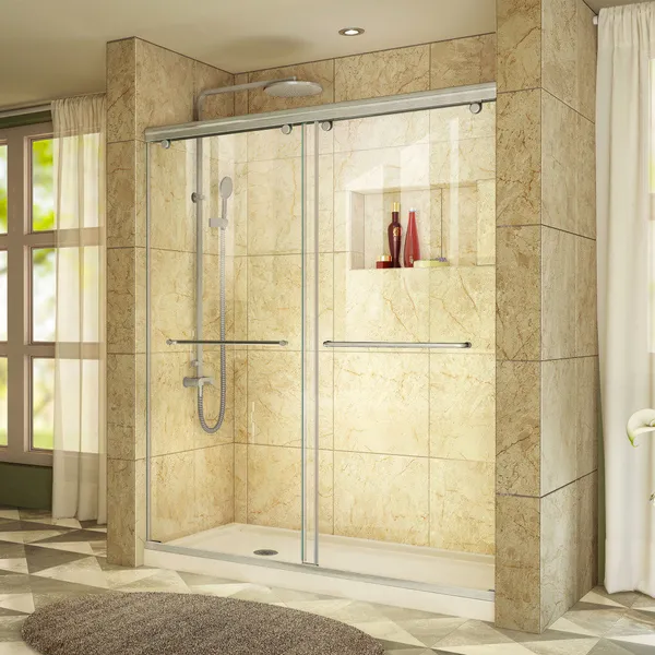 Charisma 32x60x78 3/4 Bypass Shower Door Brushed Nickel, LD Biscuit Base