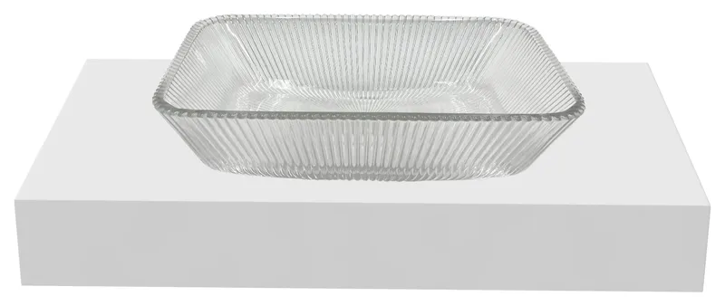 Charlie 18" Crystal Sinks With White Base, Clear, 30" Countertop