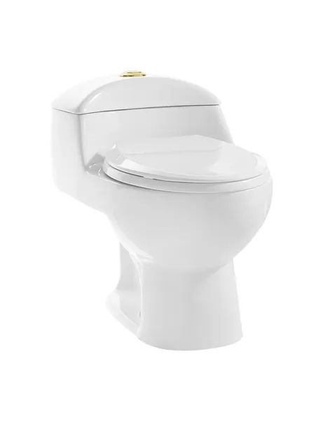Chateau 1-Piece Elongated Toilet Dual Flush, Brushed Gold Hardware 1.1/1.6 gpf