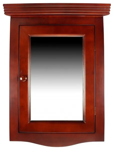 Cherry Hard Wood Bathroom Corner Wall Mount Medicine Cabinet Mirror