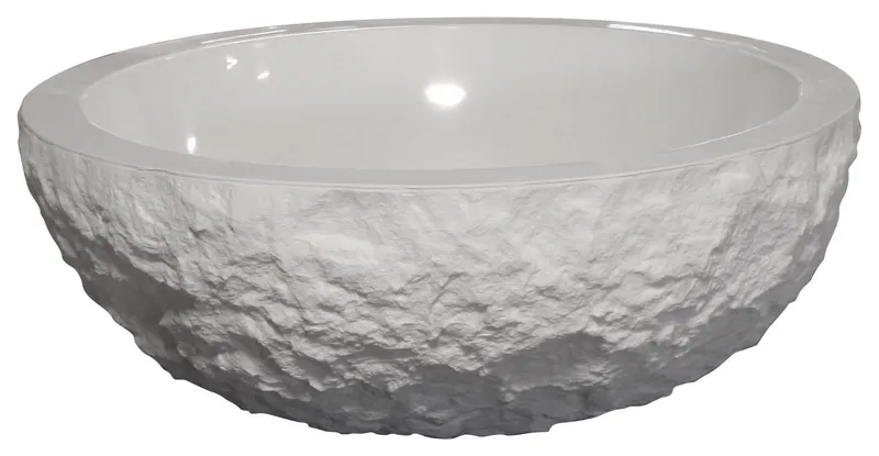 Chipped Stone Edge Round Vessel, White
