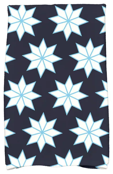 Christmas Stars 1 Decorative Holiday Geometric Print Hand Towel, Navy Blue