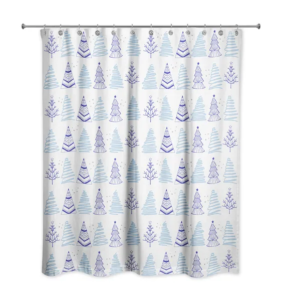 Christmas Tree Doodle 71x74 Shower Curtain