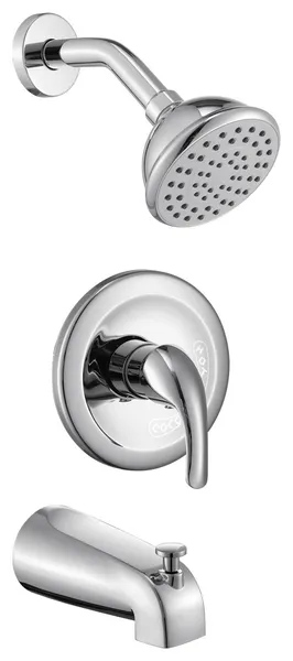 Chrome 6 Inch Shower Faucet wih Tub Spout Combo (Valve Included)