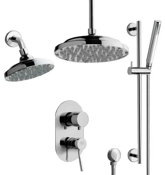 Chrome Dual Shower Head System With Hand Shower
