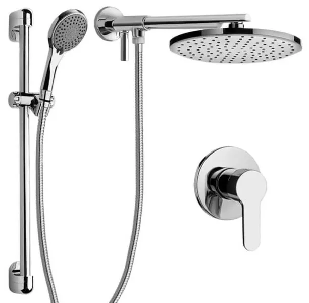 Chrome Shower Set With 12" Rain Shower Head and Hand Shower
