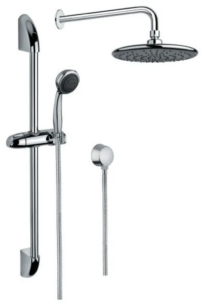 Chrome Shower System With Showerhead, Hand Shower With Sliding Rail, and Water C