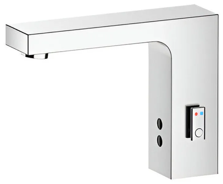 Chrome Touchless Faucet With Temperature Control Handle