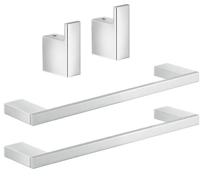 Chrome Towel Bar and Robe Hook Accessory Set