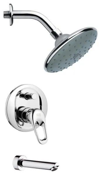 Chrome Tub and Shower Faucet Sets With 6" Rain Shower Head