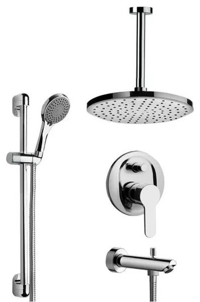 Chrome Tub and Shower Set with 8" Rain Ceiling Shower Head and Hand Shower