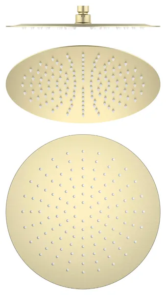 Circular 12" Metal Ultra Thin Profile Rain Shower Head 1.75 GPM, Brushed Gold