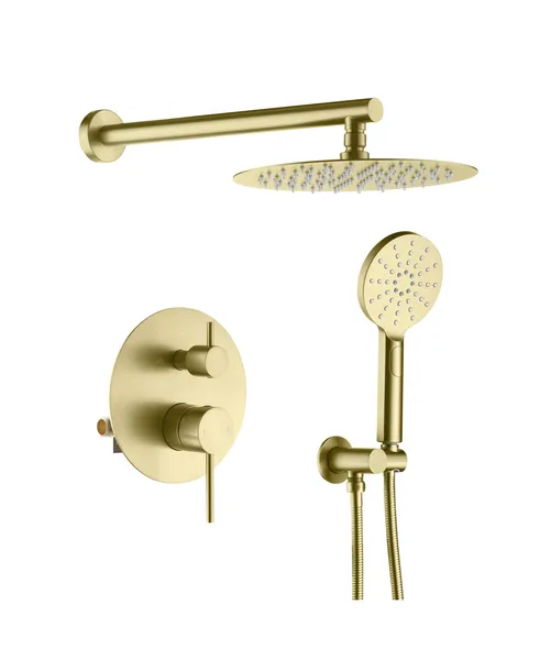 Circular Pressure 2-Function Shower System, Rough-In Valve, Brushed Gold