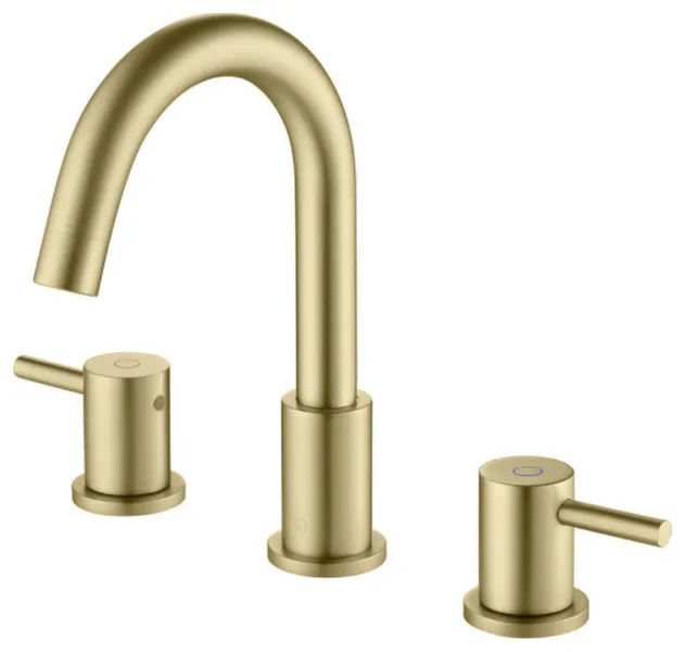 Circular Widespread Sink Faucet With Pop-Up Drain, Brush Gold