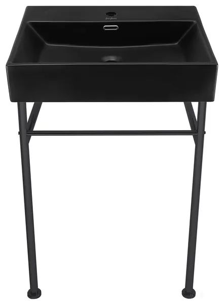 Claire 24" Ceramic Console Sink Matte Black Basin Black Legs