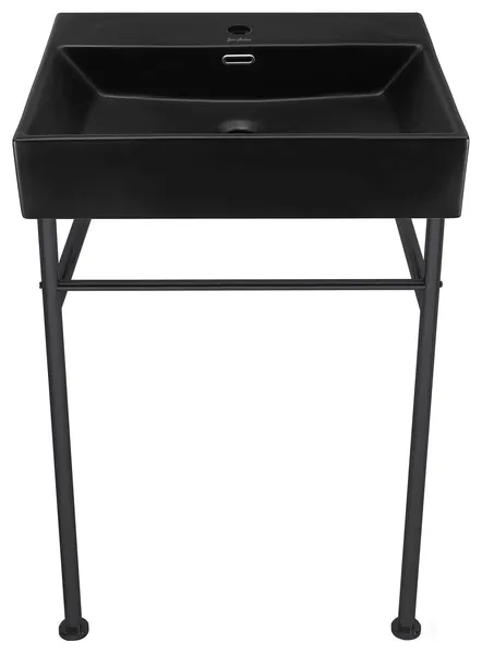 Claire 24 Ceramic Console Sink Matte Black Basin Black Legs