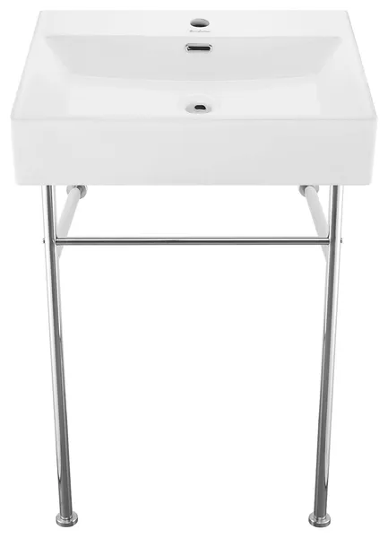 Claire 24 Ceramic Console Sink White Basin Chrome Legs