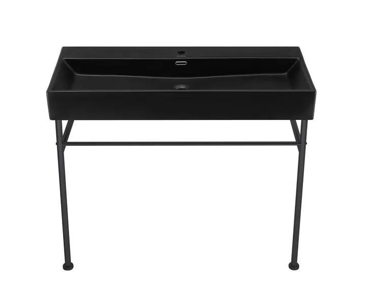 Claire 40 Ceramic Console Sink Matte Black Basin Black Legs