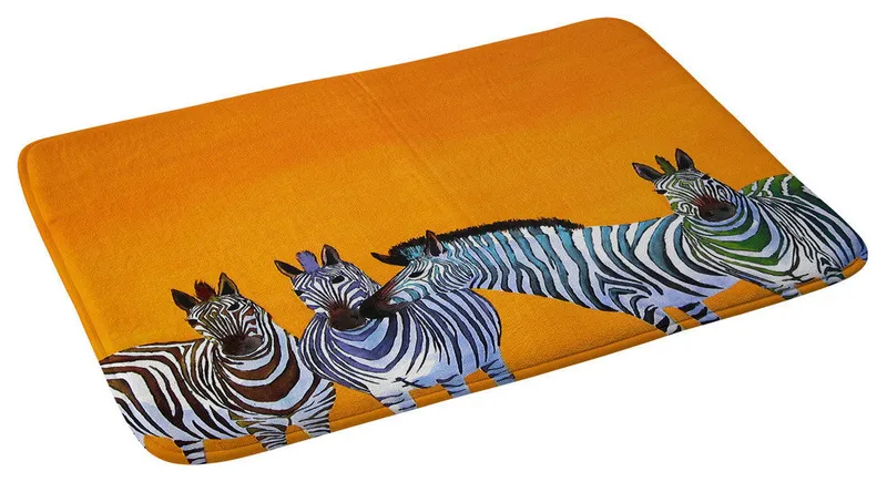 Clara Nilles Candy Stripe Zebras Memory Foam Bath Mat, 24"x36"